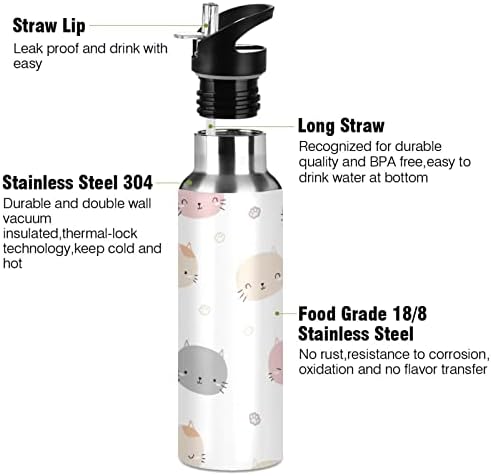 Xigua 32 גרם בקבוקי מים חמודים בקבוקי מים עם מכסה קש, מים מבודדים נירוסטה מים אטומים אטום דליפות ו- BPA בחינם