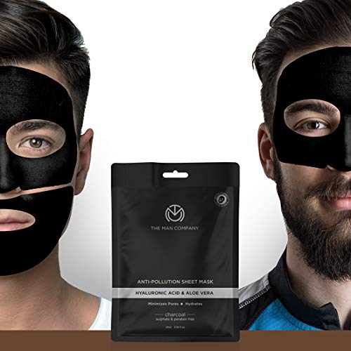 מסכת גיליון פנים פחם של חברת מאן עם חומצה היאלורונית ואלוורה - ניקוי רעלים ומלחלח עור, ניקוי נקבוביות עמוק,