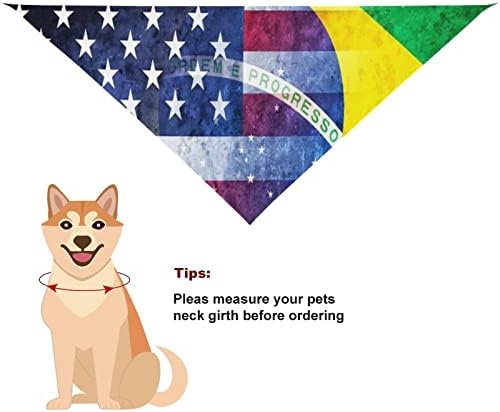 בציר ארהב וברזיל דגל יפה כלב בנדנות דפוס משולש לחיות מחמד צעיף רחיץ כלב ליקוק מטפחת