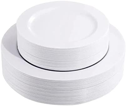 רלוגר 60 יחידות פלסטיק לבן צלחות חד פעמי פלסטיק צלחות, 30 פרימיום כבד החובה 10.25 אינץ ארוחת
