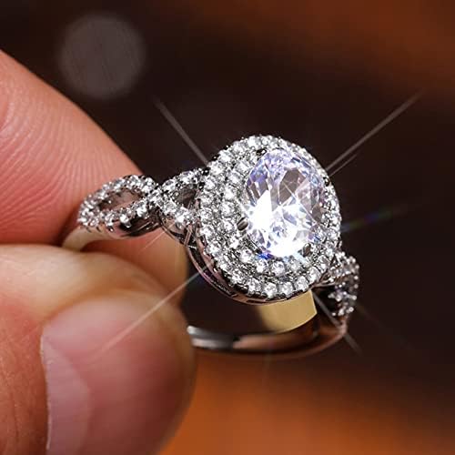 2023 חדש כסף גדול עגול צורת מלא יהלומי טבעת יהלום עגול ריינסטון טבעת אלגנטי גיאומטריה ריינסטון טבעת מלא יהלומי