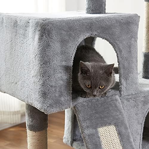 חתול עץ חתול מגדל, 34.4 סנטימטרים חתול עץ עם גירוד לוח, 2 יוקרה דירות, חתול עץ לחתולים מקורה גדול,