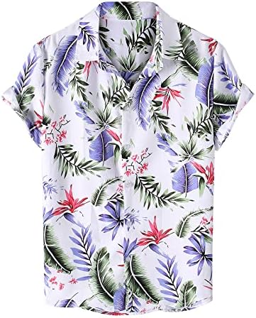 NARHBRG שנות ה -80 שנות ה -90 ALOHA HAWAIIAN חולצות לגברים HIPSTER RETRO כפתור למטה חולצה שרוול