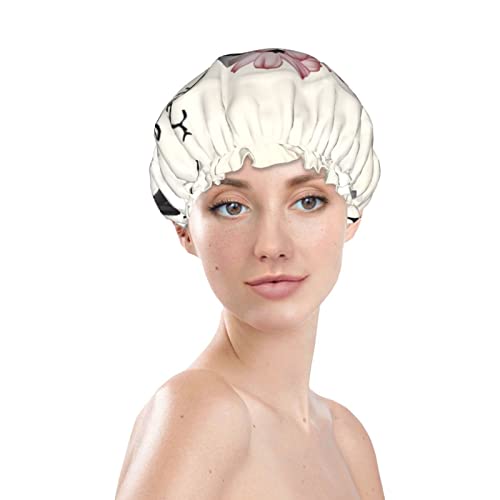 אזור ממוזג פרחוני צמח מכסה מקלחת מודפס, שכבות כפולות כובע אמבטיה לנשים כובעי מקלחת אמבטיה אטומים