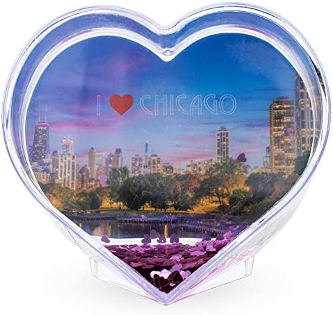 שיקאגו לב בצורת לב בצורת אקריליק גלובוס מים מפלסטיק מסגרת תמונה