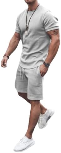 גברים תלבושות קיץ 2 ערכות חתיכות שוררים קצרים שרוול שוררים חולצות ומכנסיים קצרים אימון כושר אימון אתלט חולצת חוף