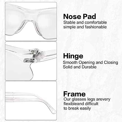 WFEANG 30 זוג משקפי בטיחות ברורים, משקפי מגן לגברים נשים, משקפי הגנה על עיניים לעבודה, מעבדה, אופניים חיצוניים