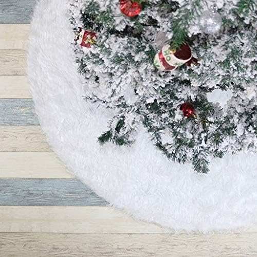 חצאיות עץ חג המולד של עץ חג המולד, כרית תחתונה עגולה לבנה קישוטים לחג עץ חג המולד, מתאימים לעצים בכל גודל