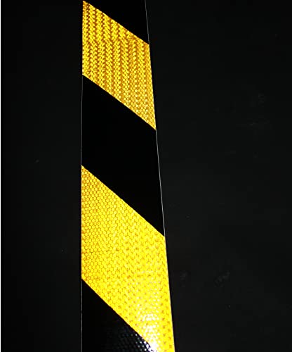 קלטת רפלקטיבית של Tuyrchu צהוב ושחור 4 אינץ 'x 10ft עבור נגררים, משקף חיצוני עמיד למים דבק, קלטת דבק בטיחות