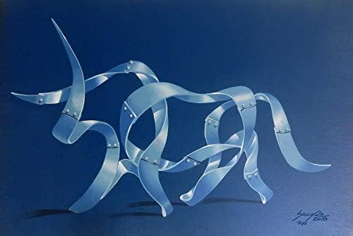Novica Blue Animal Chained ציור סוריאליסטי בציור מברזיל 'שור מכני' ברזיל