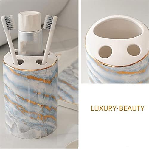מכשירי סבון ליושופ מכשירי קרמיקה אביזרי אמבטיה קרמיקה - 5 חתיכות סטים אביזרים לאמבטיה - מתקן סבון מברשת שיניים