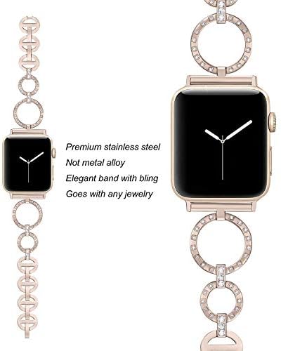 להקת Diamond Women Cokoo תואמת את רצועת Apple Watch, התואמת ל- Iwatch Band Series 5 4 3, רצועת החלפה