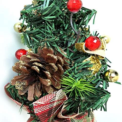 קישוטי חג המולד של Amosfun עץ חג המולד של השולחן עם קשת קשת זהב חג ​​המולד בונסאי שולחן עבודה