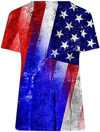 חולצות לנשים, נשים 4 ביולי חולצות פטריוטיות דגל אמריקאי חולצת טי עם צוואר קיץ חולצות חולצות בלוק צבע