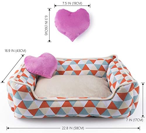 מיטת התחממות עצמית של חיית מחמד, מיטת ספה של כלבים עם צעצוע כרית אהבה, בינוני