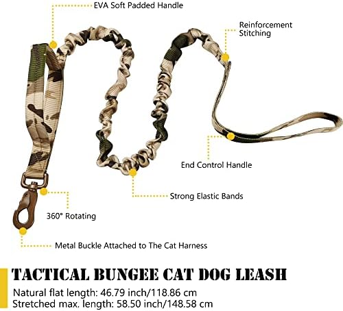 רתמת חתול טקטית ורצועה להליכה הוכחה לבריחה, רתמת אפוד לחיות מחמד צבאית מתכווננת ק9 שליטה קלה לחתול