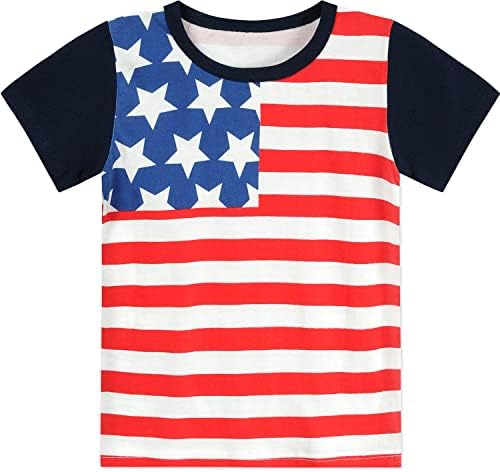 4 ביולי חולצת טריקו פעוט הילדה הילדה כוכב רביעי דגל אמריקאי ארהב חולצת יום הזיכרון הפטריוטי