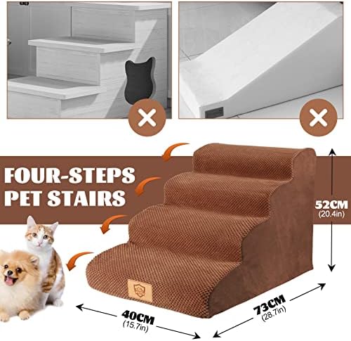 מדרגות כלבים מפלסטיק של קפיקו 4 שכבות, מדרגות לחיות מחמד רחבות חלקה ומדרגות כלבים קצף 4 שכבות,