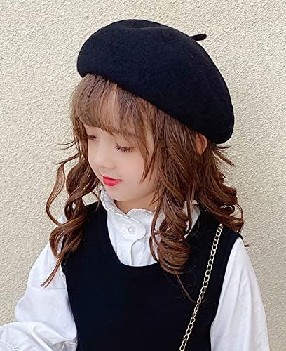 ילדים בנות צרפתית כומתת כובע אמן כובע מוצק חם כפת כובע חורף סתיו