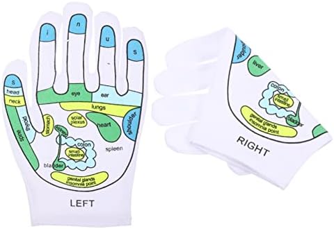 1 זוג אקופרסורה מודפס כפפות נשים של כפפות נשים כפפת רפלקסולוגיה כפפות עם לחץ נקודות יד כפפת לעיסוי אקופרסורה