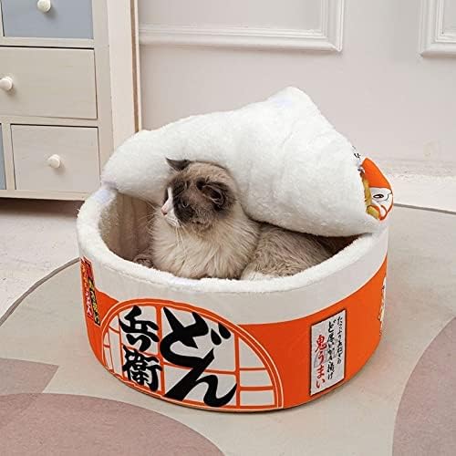 ראמן חתול מיטת חמוד מצחיק חתול בתי חם מקורה יצירתי לחיות מחמד קן מכוסה כלב מיטה