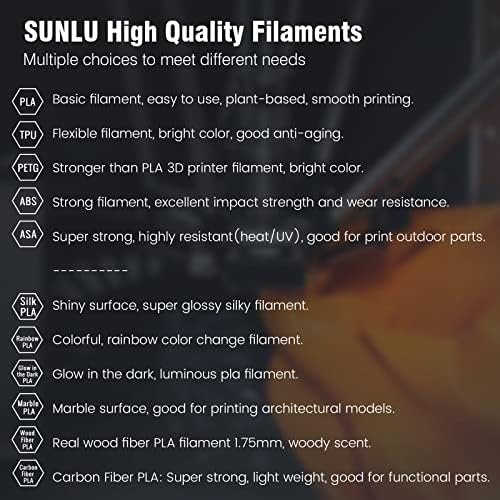 Sunlu ASA נימה 1.75 ממ, UV/גשם/חום עמיד בפני חום קשוח תלת מימד, נהדר להדפסת חלקים מכניים פונקציונליים חיצוניים,
