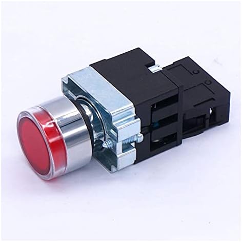 HEPUP 22 ממ 1 NC מתג לחיצת כפתור אדום LED אדום 440V 10A מתגי לחצן עם מתח תאורת LED 110V 110