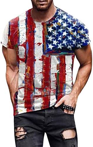 חולצות טריקו לקיץ לגברים דגל אמריקאי שרוול קצר אימון כושר אימון