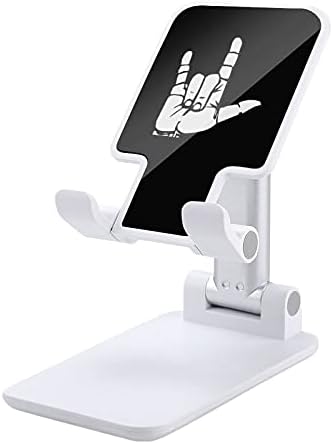 ASL שפת סימנים אמריקאית אני אוהב אותך טלפון סלולרי מתכוונן לעמוד מחזיק שולחן טאבלט מתקפל תואם לכל הטלפונים