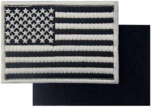 טלאי דגל אמריקאים טקטיים רקומים בארהב תג ארהב ארצות הברית של אמריקה אפליקציות סמל וו אטב צבאי, לבן ושחור