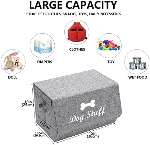 סל כלב צעצוע של כלבים של Morezi וקופסת צעצוע של כלבים עם מכסה, מארגן חזה סל - מושלם לארגון צעצועים לחיות מחמד,