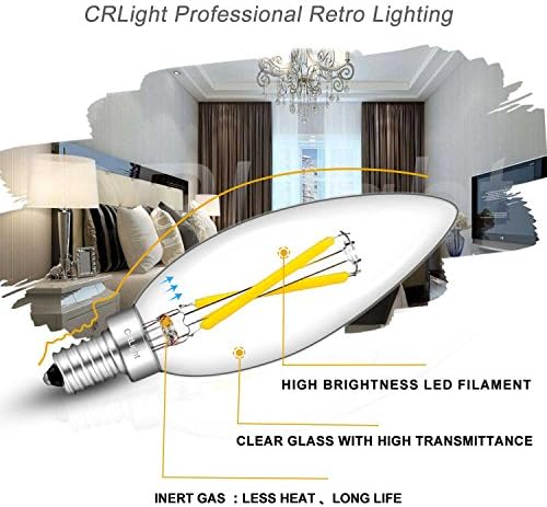 אור 2 וואט 4000 קראט נורת מנורת לד לבנה לאור יום, 30 וואט שווה ערך 300 ליטר, 12 נורות נימה של נברשת