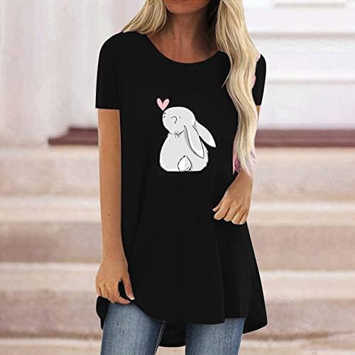 חולצות T גדולות לנשים ארנב חמוד מזדמן הדפס זרימה הנלי טש חולצת קיץ שרוול קצר שרוול טי רופף חולצות לבושות