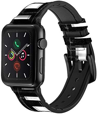 CA0567 עור מקלדת בשחור לבן עור ומקלדת סיליקון רצועת רצועת שעונים חכמה עבור Apple Watch Iwatch Size 38 ממ/40