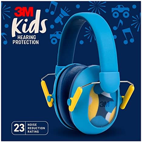 3M ילדים הגנה על שמיעה פלוס, הגנה על אוזניים לילדים עם סרט מתכוונן, דירוג הפחתת רעש 23dB, כחול