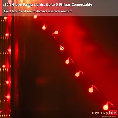אורות מחרוזת אדום LED GLOBE, 40 אורות אדומים אורות מיתר תקע פנימה, אורות גלובוס קטנים לחיצוניות מקורה, עיצוב