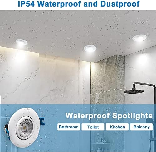 אורות מקלחת 3 אינץ 'סמיודי 54 תקרה עמיד למים קלח אור שקוע 3 טמפ' צבע ניתן לעמעום תאורת לד למטה, שימוש