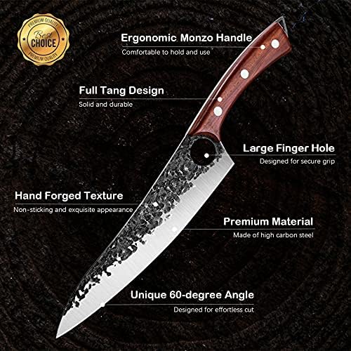 סגול דרקון יד מזויף מטבח סכין 8 אינץ בשר הקצב מלא טאנג שף סכיני גבוהה פחמן פלדה חד בשר קליבר קצבי סכין עם אריזת