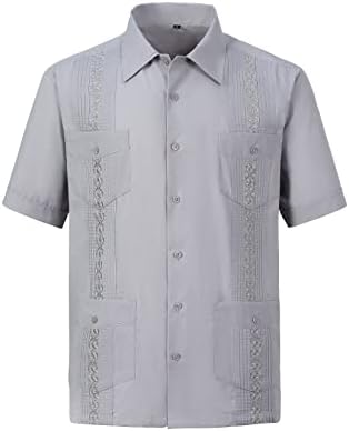 חולצות גוויאברה של שרוול קצר לגברים לגברים כפתור על חולצות חוף קובניות
