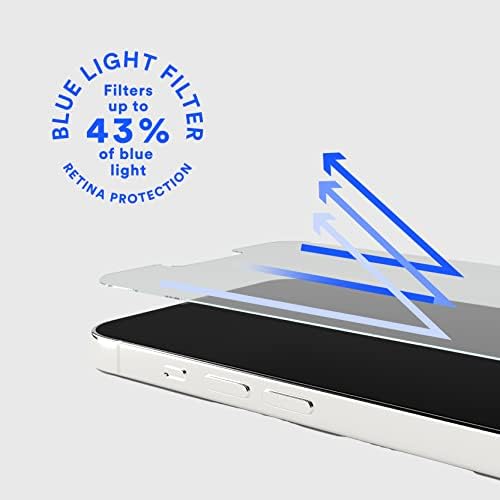 מגן מסך טהור 3 אור כחול לאייפון 14 פלוס, זכוכית מחוסמת בעוצמה מרבית עם הגנת רשתית, התקנה קלה, רגישות למגע