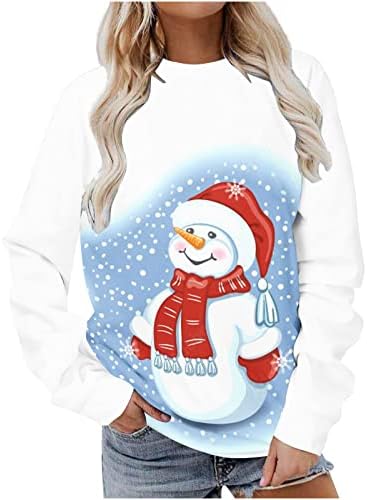 נשים גדול סוודר ארוך שרוול סווטשירט סנטה קלאוס איש שלג דפוס נוער בנות סתיו י2 ק