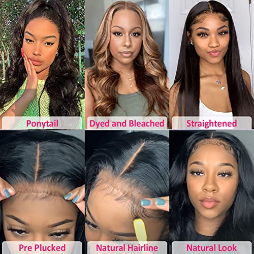 10 פאות שיער טבעי לנשים שחורות 180 צפיפות שקוף גוף גל תחרה מול פאות שיער טבעי מראש קטף עם תינוק