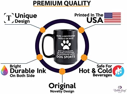 אילוף כלבים ספל קפה 15oz שחור - עם כלבים ספורט A - מאמן כלבים בעל מחמד מחמד גור כלבים הליכון חיל בעלי חיים