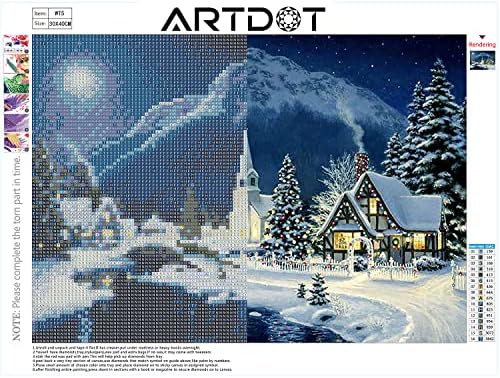 ארטדוט 4 מארז ערכות ציור יהלומי חג המולד למבוגרים אמנות יהלום חורף לפי מספר ערכות מקדחה מלאה קריסטל