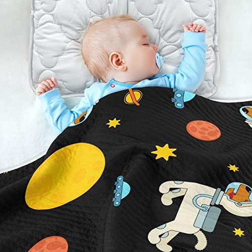 Cataku Dog Atronaut Space Space Guppy שמיכה לתינוקות לבנים בנות מיטת שמיכת פעוטות כותנה זורקים
