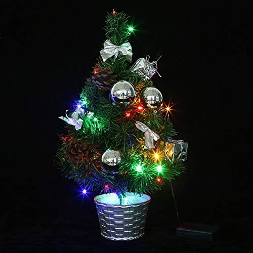 אורות LED של Yizyif מיני עץ חג המולד קישוטי מתנה של עץ חג המולד מלאכותי עץ אורן עץ אורן קטן קישוט לחג