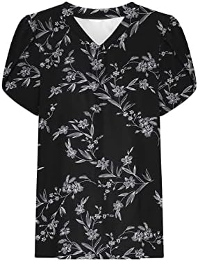 חולצת טי עליונה לנשים עם שרוול קצר כותנה פרחונית גרפית רפויה בכושר רגוע חולצה קז ' ואל