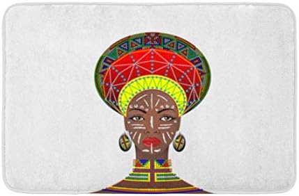 עיצוב חדר אמבטיה 16 איקס 24 שטיח אמבטיה אפריקאי שבט כיסוי ראש נשי זולו דיוקן של חמוד דרום אפריקאי אישה