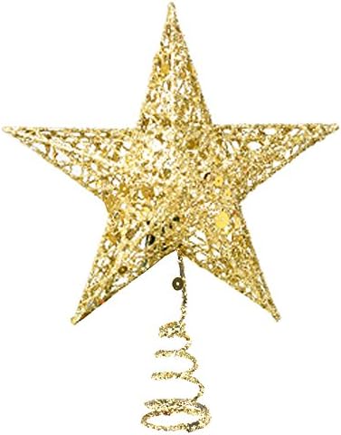 רגרי נצנצים עץ כוכב זהב טופרים קישוטי חג המולד, 8 אינץ '