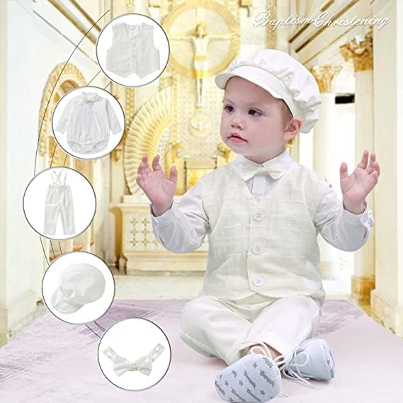 טבילת בולפי טבילה תלבושת טבילה עם מכנסי אפוד חולצה כובע חליפות רשמיות לבנות מתנת בגדי טבילה של ילד